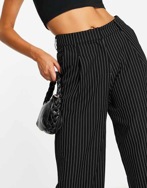 Motel low waist slim fit trousers co-ord in brown pinstripe