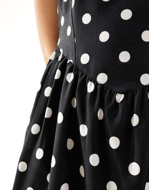Motel polka dot mini cami dress in black | ASOS