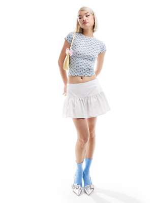 Motel Motel puff ball cotton mini skirt in white