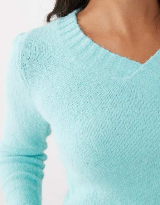 Motel pull col V bleu aqua Denisa, 3 de 4