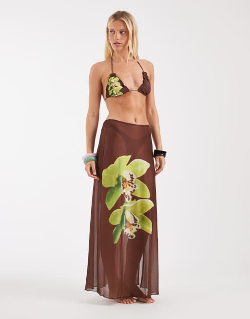 Motel Pumyla Bikini top in Dendrobium brown green, 3 of 4
