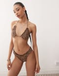 [Motel] Motel Pumyla leopard print triangle bikini top in multi-Brown 2XS LEOPARD