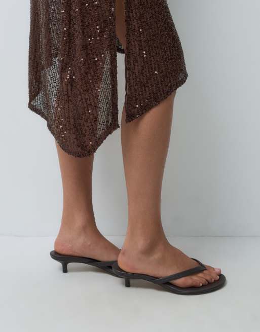 Motel quinn asymm sequin dress in brown, 4 of 5