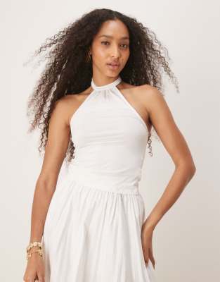 Motel raceline halter neck tank top in white - view 1