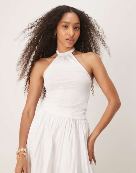 Motel raceline halter singlet in white - view 1