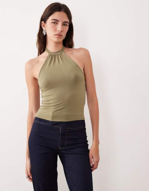 Motel Raceline halter top in khaki