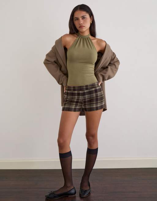 Motel Raceline halter top in khaki, 3 of 4