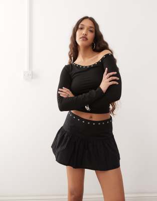 Shop Motel Rafiya Skirt With Eyelets