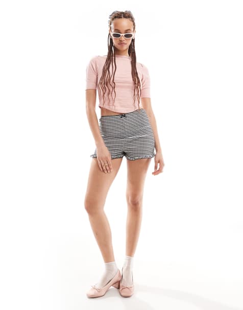 Motel ralda curved hem t-shirt in pink - view 1