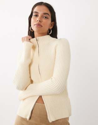 Motel Ranala Zip-thru Sweater In Nude