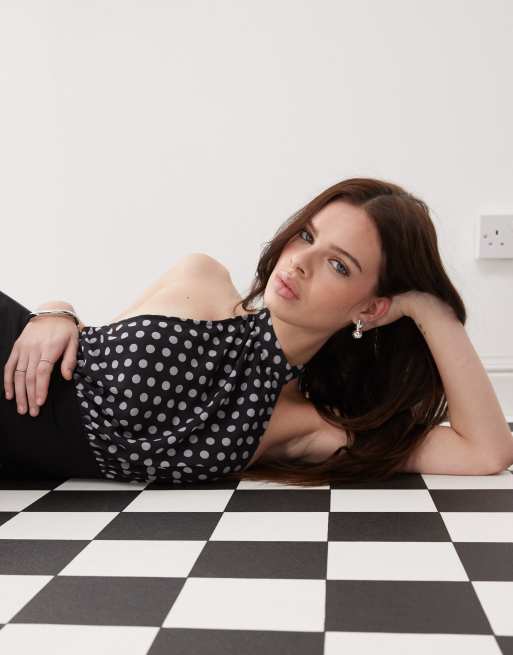 Motel rania backless top in black polka dot | ASOS