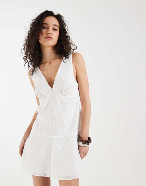 Motel Raspati broderie mini dress in white - view 1