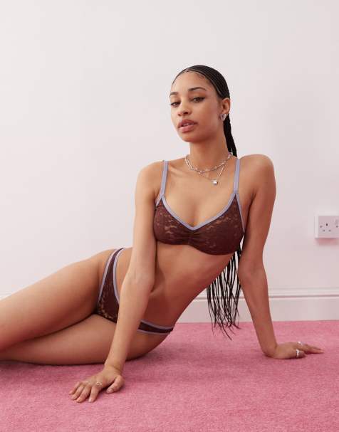 Motel redum lace contrast edge set in chocolate brown - view 1