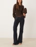 ASOS DESIGN high neck sheer mesh paisley flocked top in brown