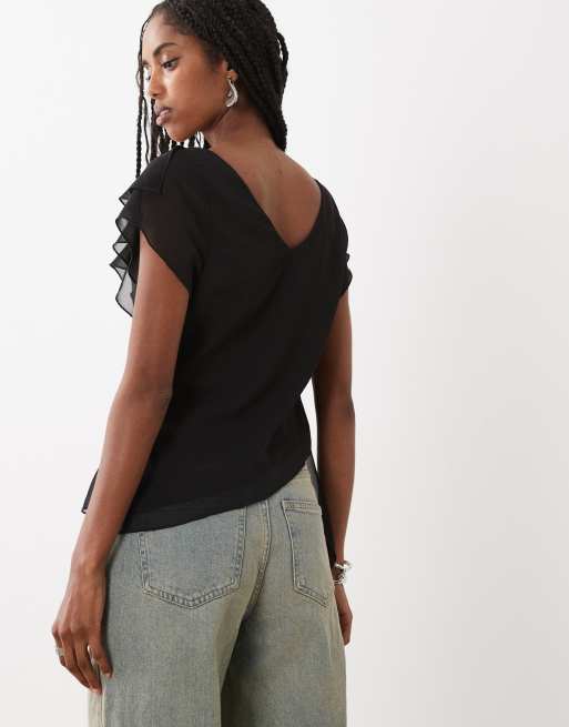 Motel riksa draped floaty top in black, 4 of 4