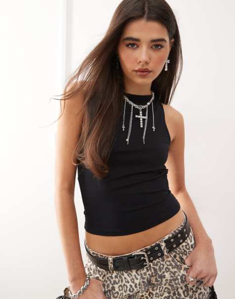 Motel Rocio high neck tank top in black - view 1