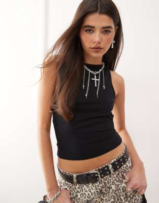 motel rocio high neck tank top in black