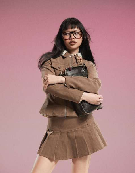 Motel Rohana babycord co-ord jacket in walnut - view 1