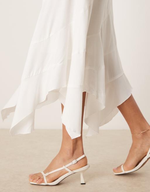 Motel rombe asymmetric linen look boho skirt in ivory, 3 of 5