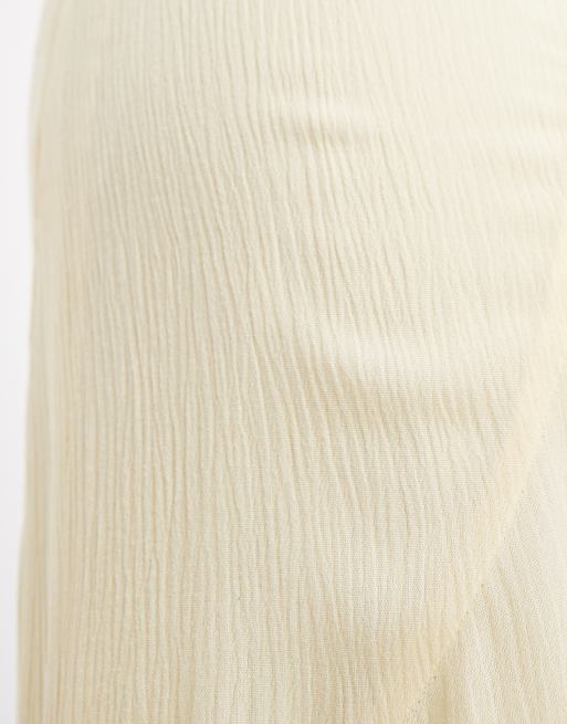 Motel Rombe ruffle floaty midaxi skirt in butter yellow, 4 of 5