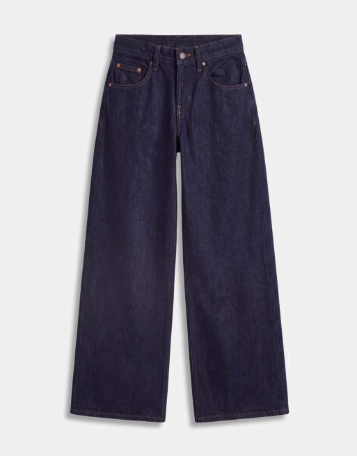Motel roomy extra wide leg low rise jeans in indigo, 6 of 7