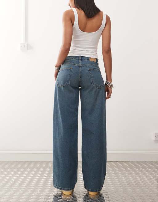 Motel roomy extra wide low rise jeans in bright blue