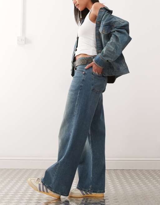 Motel roomy extra wide low rise jeans in bright blue