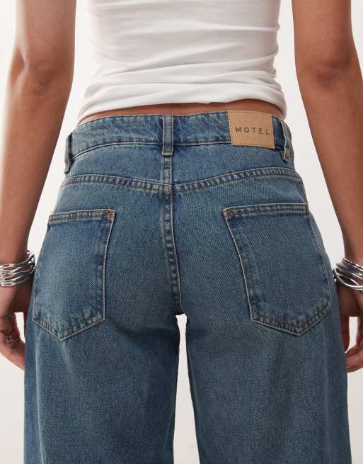 Motel roomy extra wide low rise jeans in bright blue