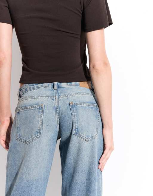 Motel roomy extra wide low rise jeans in bright blue, 5 of 9