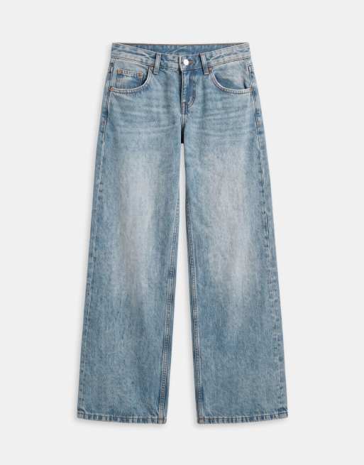 Motel roomy extra wide low rise jeans in bright blue, 6 of 9