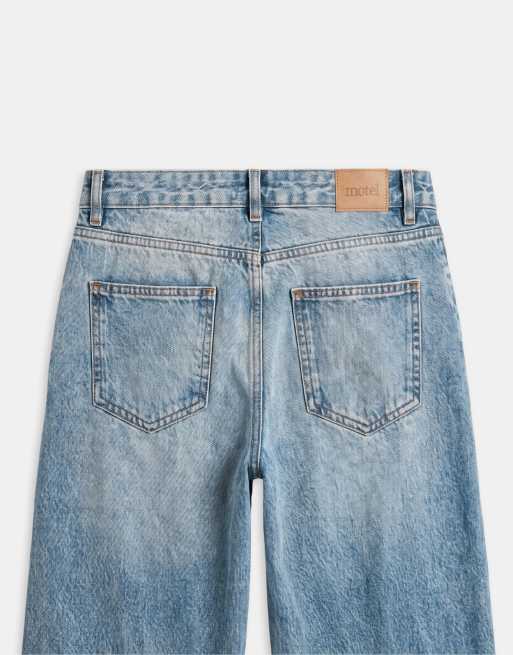 Motel roomy extra wide low rise jeans in bright blue, 8 of 9