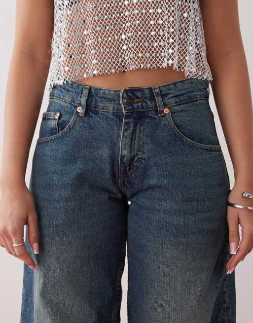 Motel roomy extra wide low rise jeans in bright blue