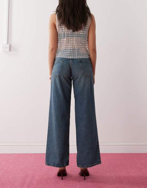 Motel roomy extra wide low rise jeans in bright blue