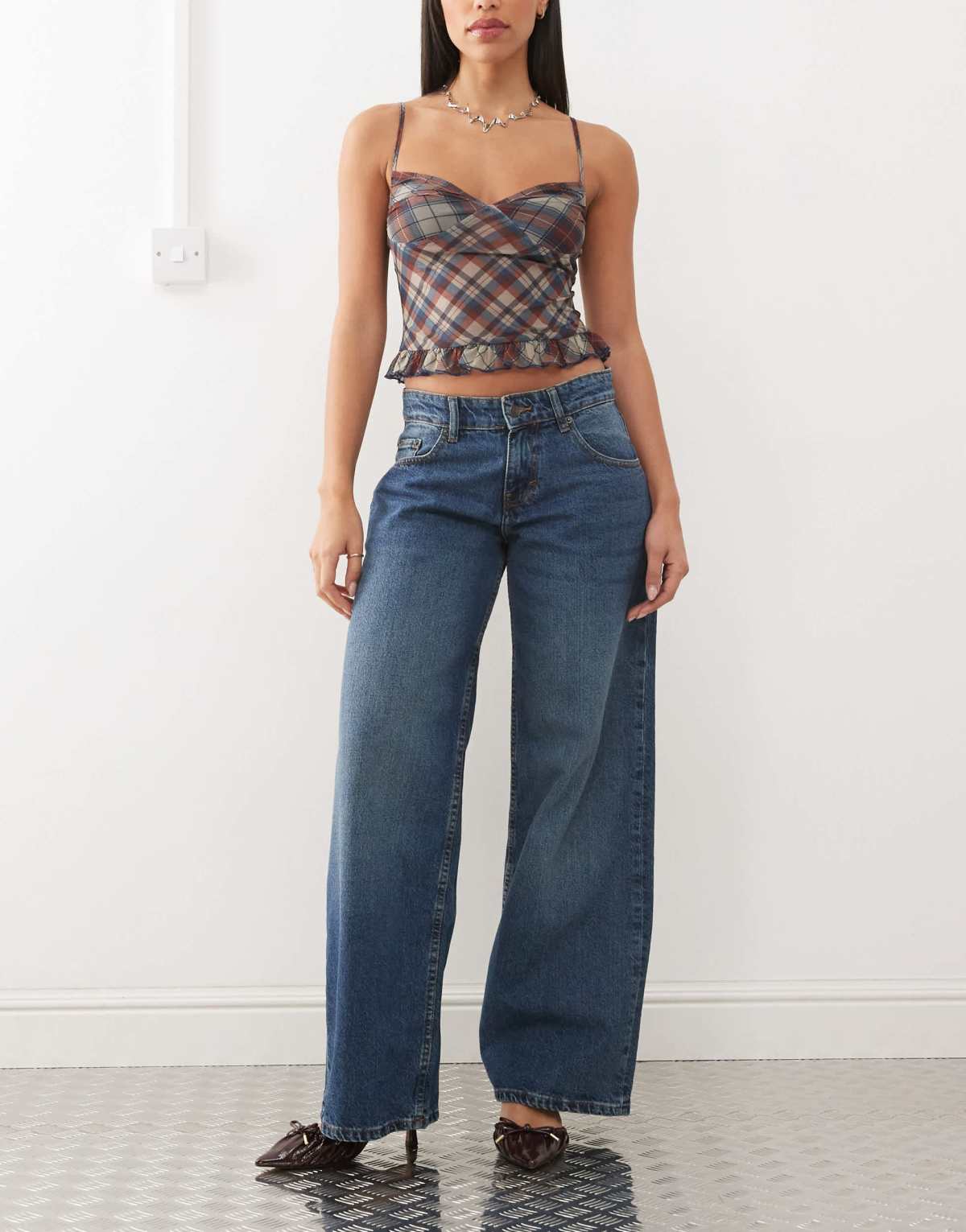 Motel roomy extra wide low rise jeans in college blue
