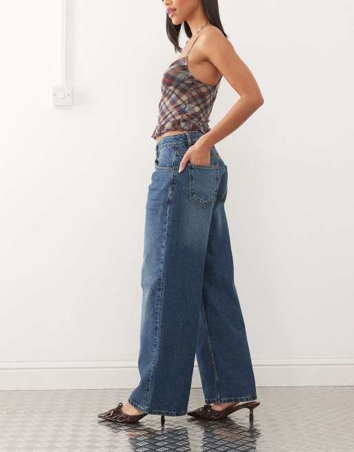 Motel roomy extra wide low rise jeans in college blue