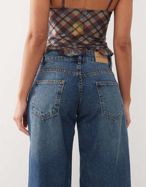 Motel roomy extra wide low rise jeans in college blue
