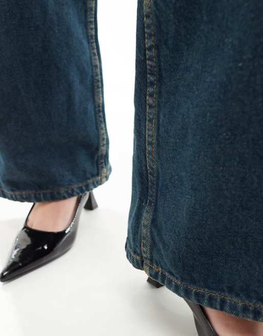 Motel roomy extra wide low rise jeans in dark vintage blue