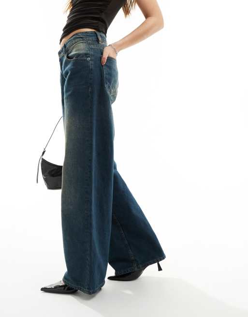 Motel roomy low rise baggy jeans in dark vintage blue, 2 of 5
