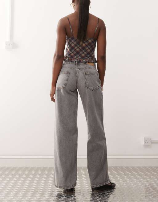 Motel roomy wide leg low rise jeans in grey wash