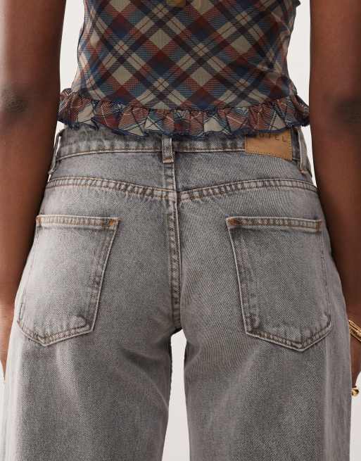 Motel roomy wide leg low rise jeans in gray wash, 4 of 5