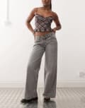 [Motel] Motel roomy wide leg low rise jeans in grey wash W28 L30 Grey wash