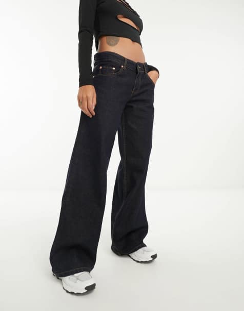 Motel roomy wide leg low rise jeans in indigo - view 1