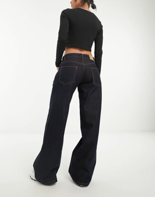 Motel roomy wide leg low rise jeans in indigo