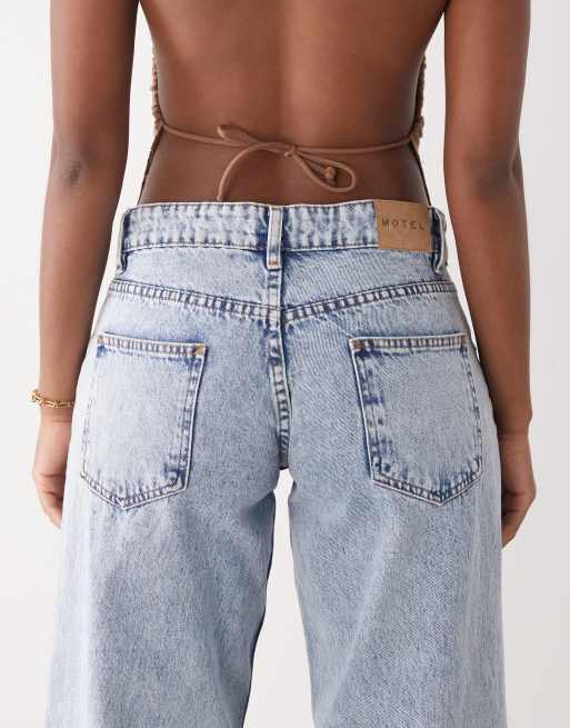 Motel roomy wide leg low rise jeans in light blue wash