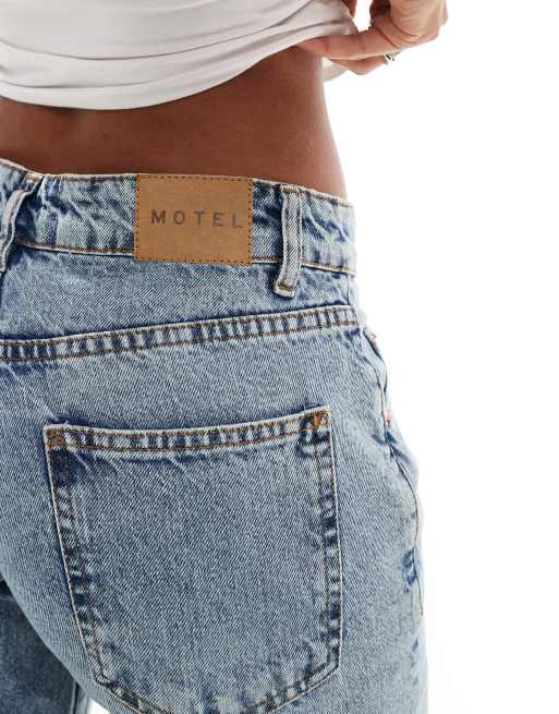 Motel roomy wide leg low rise jeans in vintage blue wash