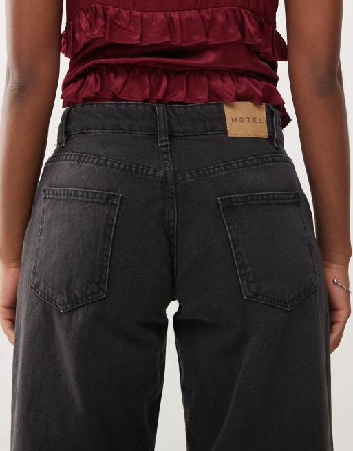 Motel roomy wide leg low rise jeans in washed black
