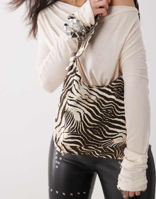 Motel Roscoe wild animal print bag in cream and brown, 4 of 4