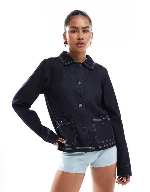 Motel rosdi denim utility jacket in dark indigo ASOS