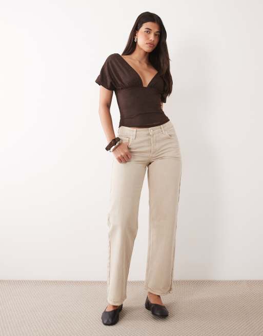 Motel rovali plunge tie back lace top in chocolate brown, 4 of 4