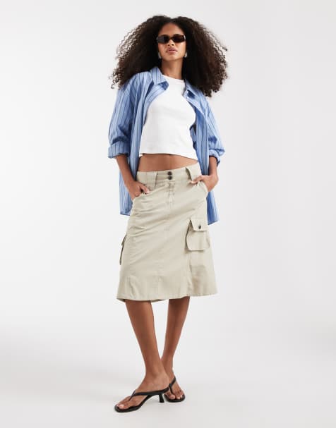 Motel Rovie utility midaxi skirt in latte - view 1
